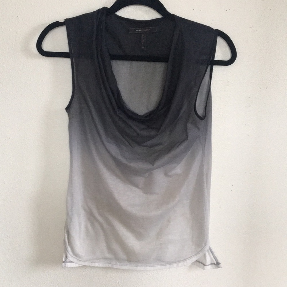 BCBG  seethrough cowlneck blouse